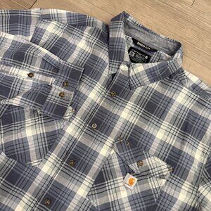 Carhartt Rugged Flex Relaxed Fit Light Blue/Gray/Blue Flannel LS Size 3XL - Tall